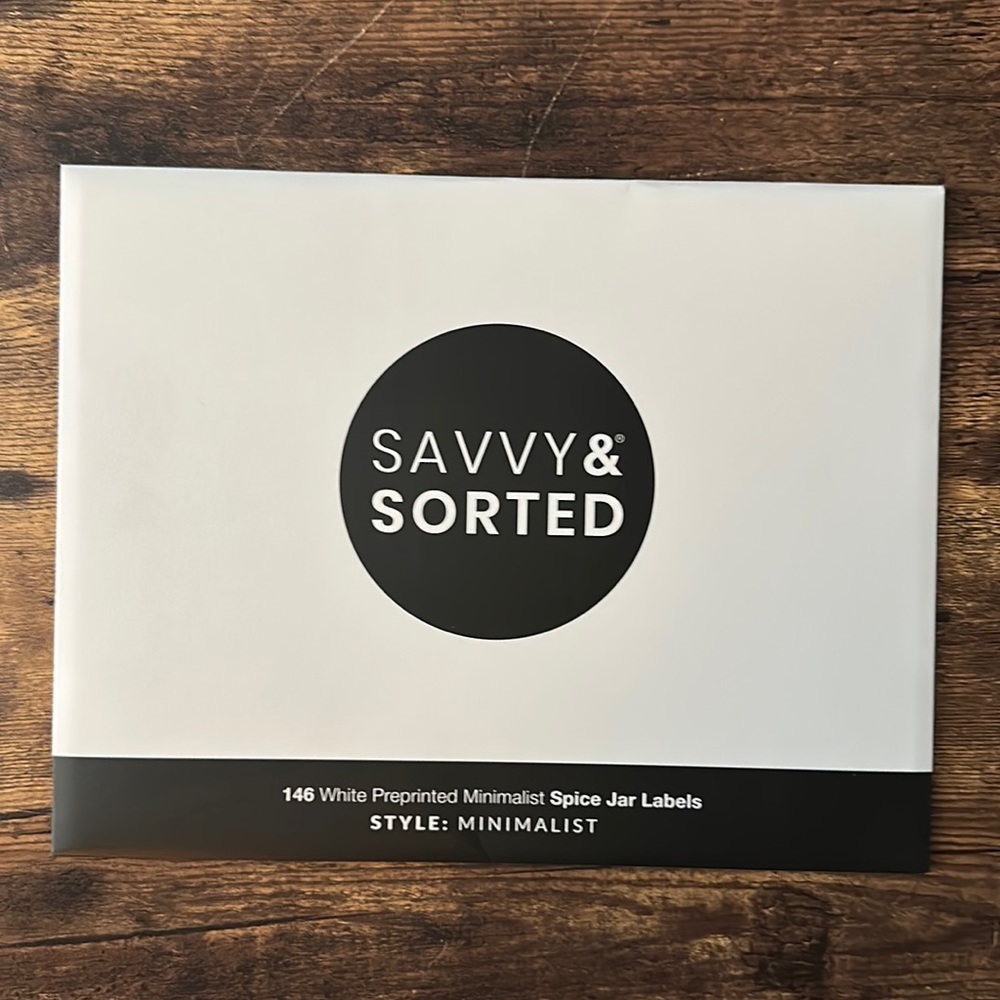 Savvy & Sorted Minimalist Spice Jar Labels, 146 count. Brand new, not opened.